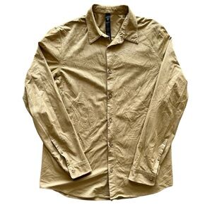 Lululemon Commission Long Sleeve Shirt Brown Tan Men's Size L